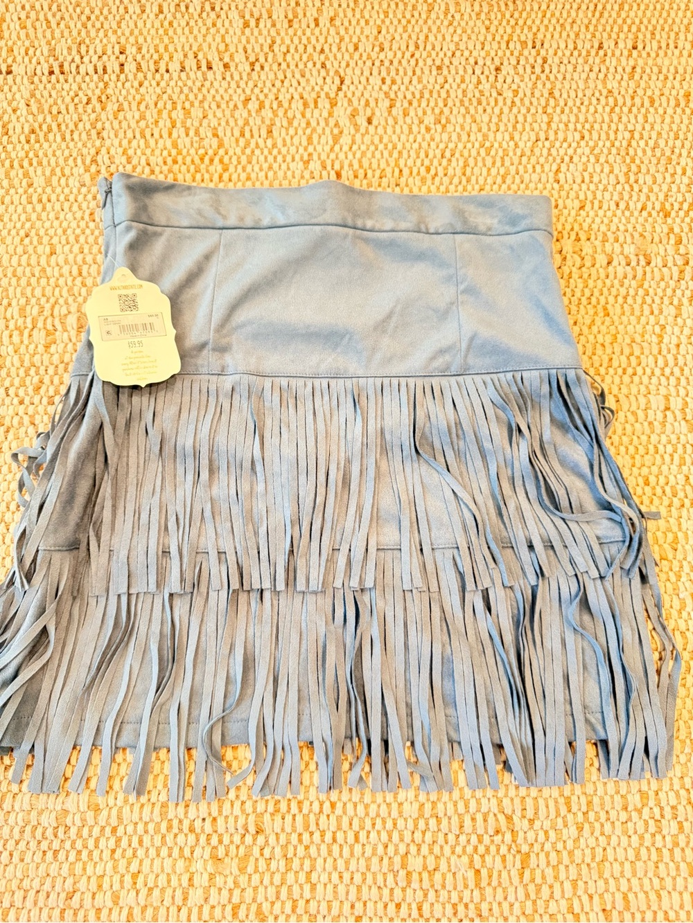 Altar'd State Light Blue Fringed Mini Skirt